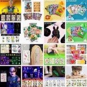 亚马逊 儿童卡通表情贴纸万圣节荧光防水纹身贴纸