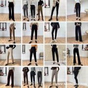 新款松紧高腰简约休闲时尚喇叭裤女秋