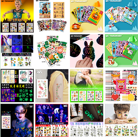 亚马逊 儿童卡通表情贴纸万圣节荧光防水纹身贴纸 亚马逊 儿童卡通表情贴纸万圣节荧光防水纹身贴纸