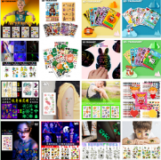 亚马逊 儿童卡通表情贴纸万圣节荧光防水纹身贴纸