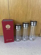 西安会议水杯批发，希诺玻璃杯双层水晶杯印字