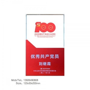 十一建党节奖杯党员奖杯定做水晶奖杯党务工作者党组织金属定制礼品