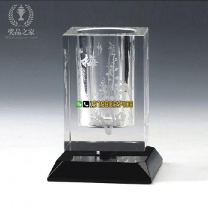 水晶笔筒纪念品(工作纪念品,岗位纪念品,退休纪念品,文化纪念摆件）