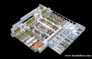 渭南效果图制作|工厂园区|3D户型俯视效果图渲染