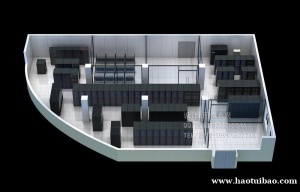 商洛机房效果图制作|拼接屏会议室|中控室效果图设计