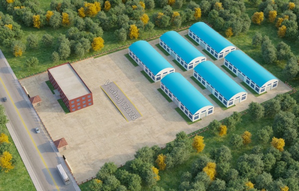 济南效果图制作服务_建筑绿化景观_工厂道闸效果图