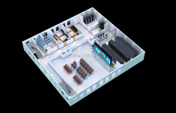 西安封闭冷通道数据中心|微模块|密集架效果图设计出图