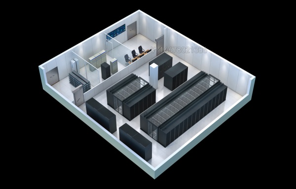 上海微模块数据中心|封闭冷通道俯视效果图制作