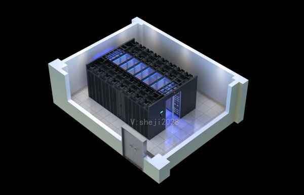 咸阳数据中心冷通道|室内俯视图|全景效果图制作